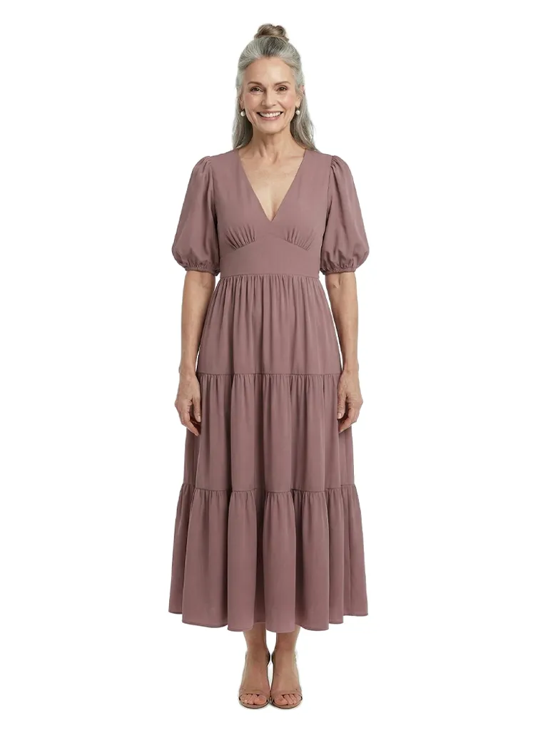 ChicSew V-Neck Short Sleeve Tea Length Chiffon Casual Mother Of The Bride Dresses sold by ChicSew