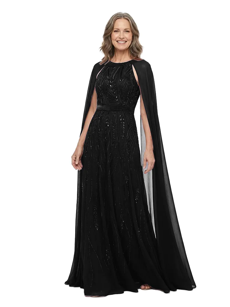 ChicSew Beautiful Beaded Mother Of The Groom Dresses With Chiffon Cape Halter Neckline Gowns sold by ChicSew product image thumbnail 4