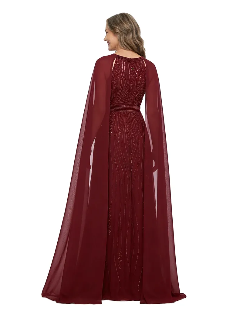 ChicSew Beautiful Beaded Mother Of The Groom Dresses With Chiffon Cape Halter Neckline Gowns sold by ChicSew product image thumbnail 3