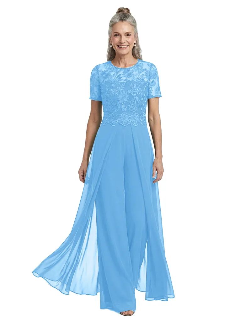 ChicSew Jewel Short Sleeve Lace Bodice Walk Through Jumpsuit For Mother of the Bride Dress sold by ChicSew product image thumbnail 5