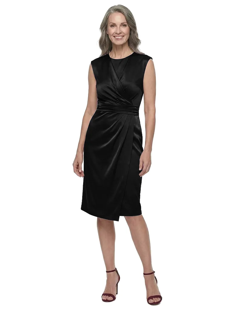 ChicSew Jewel Sleeveless Knee Length Satin Romantic Mom Of The Groom Dresses sold by ChicSew product image thumbnail 4