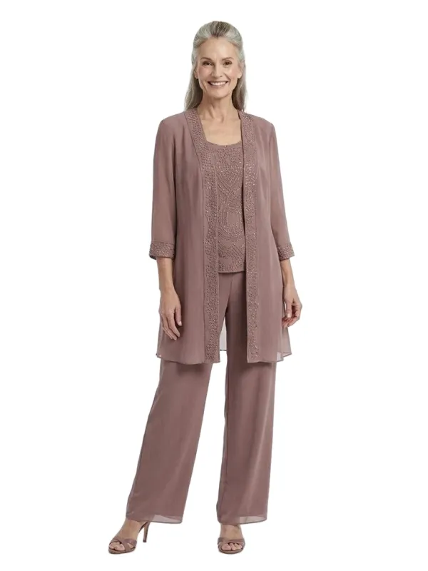 ChicSew Modern Three Piece Pant Suit Beading Chiffon For Mother Of The Bride made by ChicSew