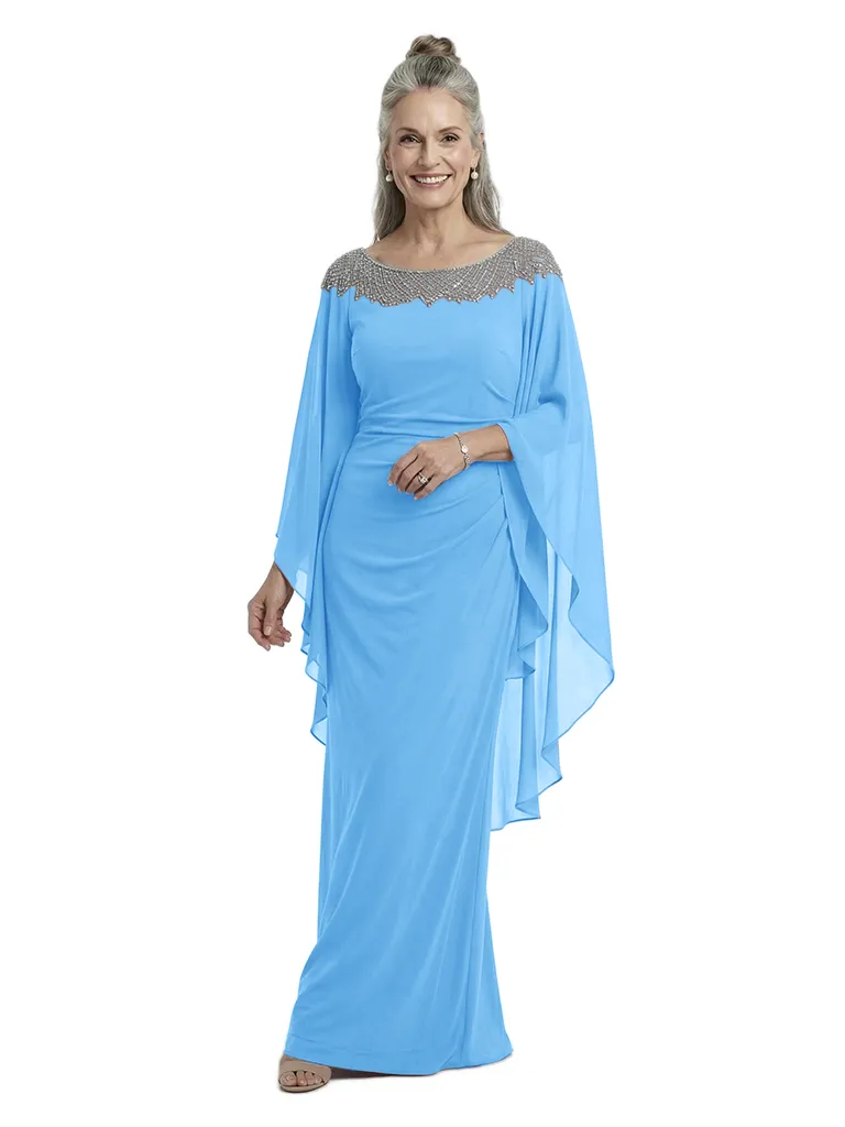 ChicSew Rhinestone Sheath Mother Of The Groom Dresses With Chiffon Cape Gowns sold by ChicSew product image thumbnail 5