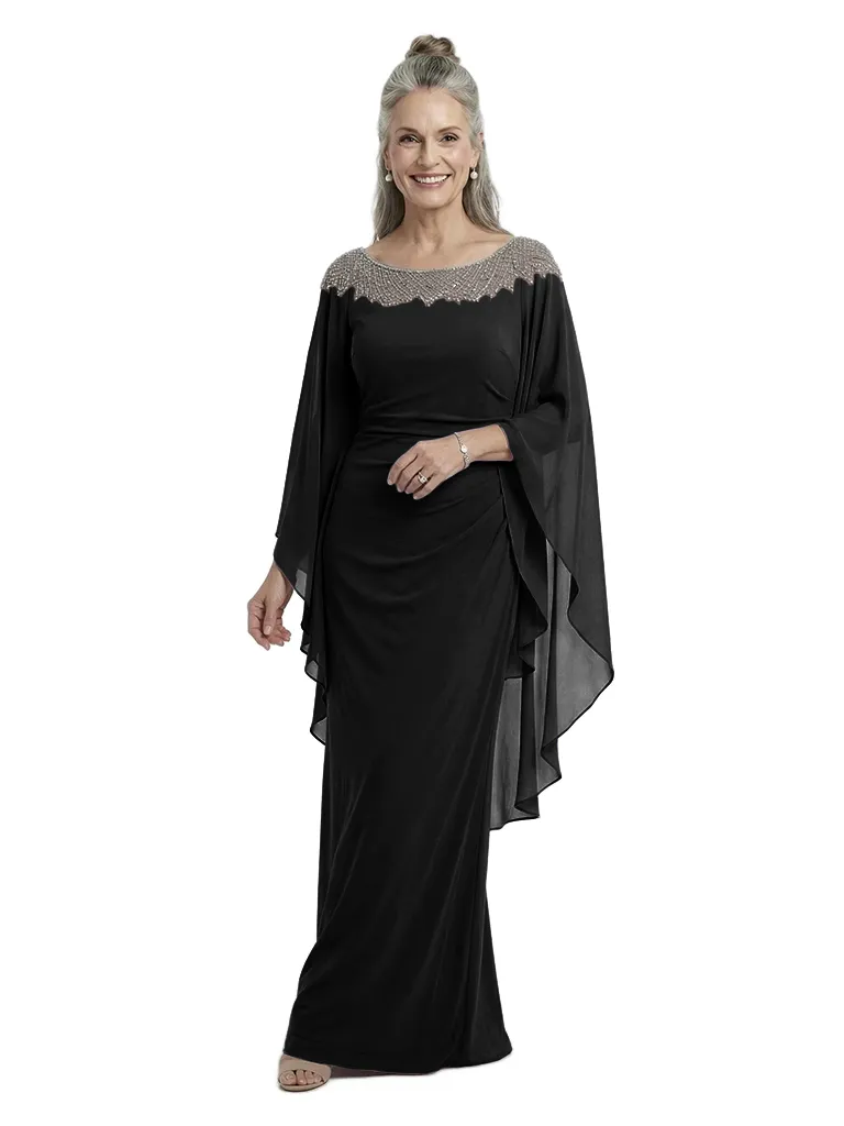 ChicSew Rhinestone Sheath Mother Of The Groom Dresses With Chiffon Cape Gowns sold by ChicSew product image thumbnail 4