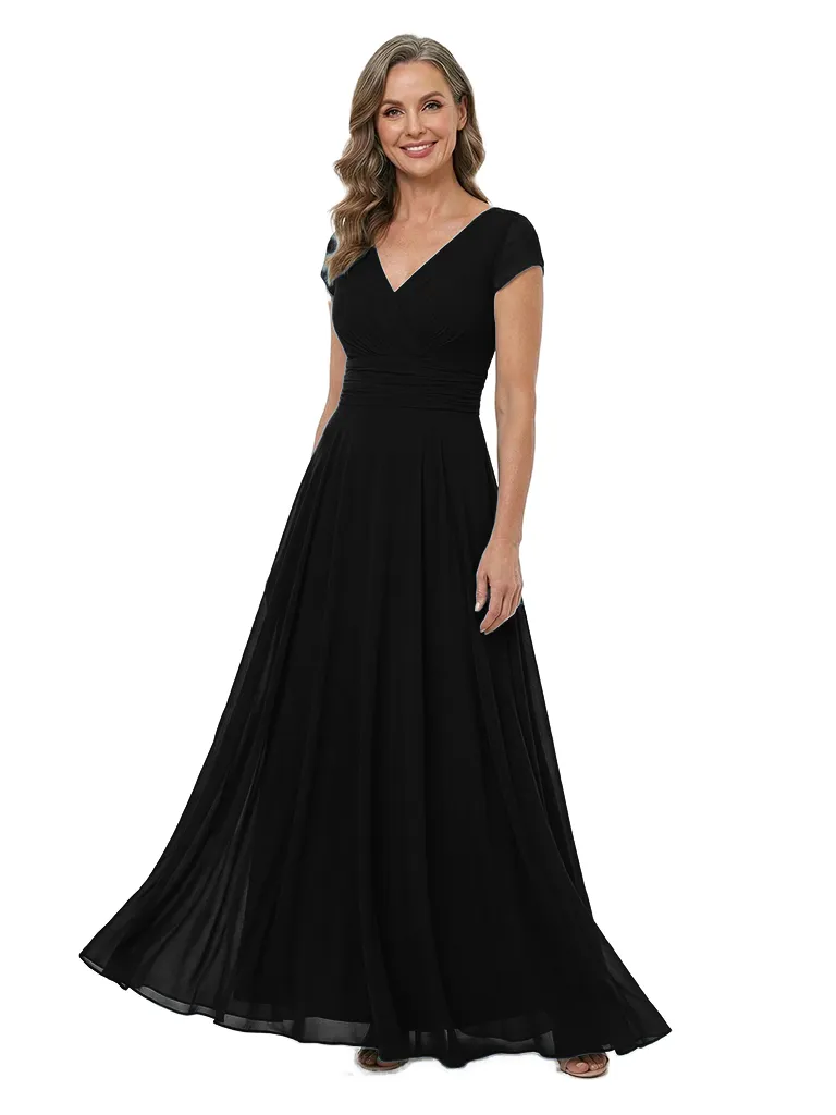 ChicSew V-Neck Short Sleeve Floor Length Chiffon Modern Mother of the Bride Dresses sold by ChicSew product image thumbnail 4