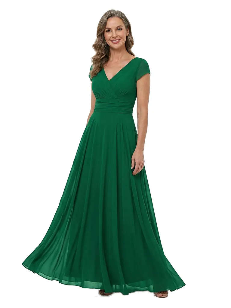 ChicSew V-Neck Short Sleeve Floor Length Chiffon Modern Mother of the Bride Dresses sold by ChicSew