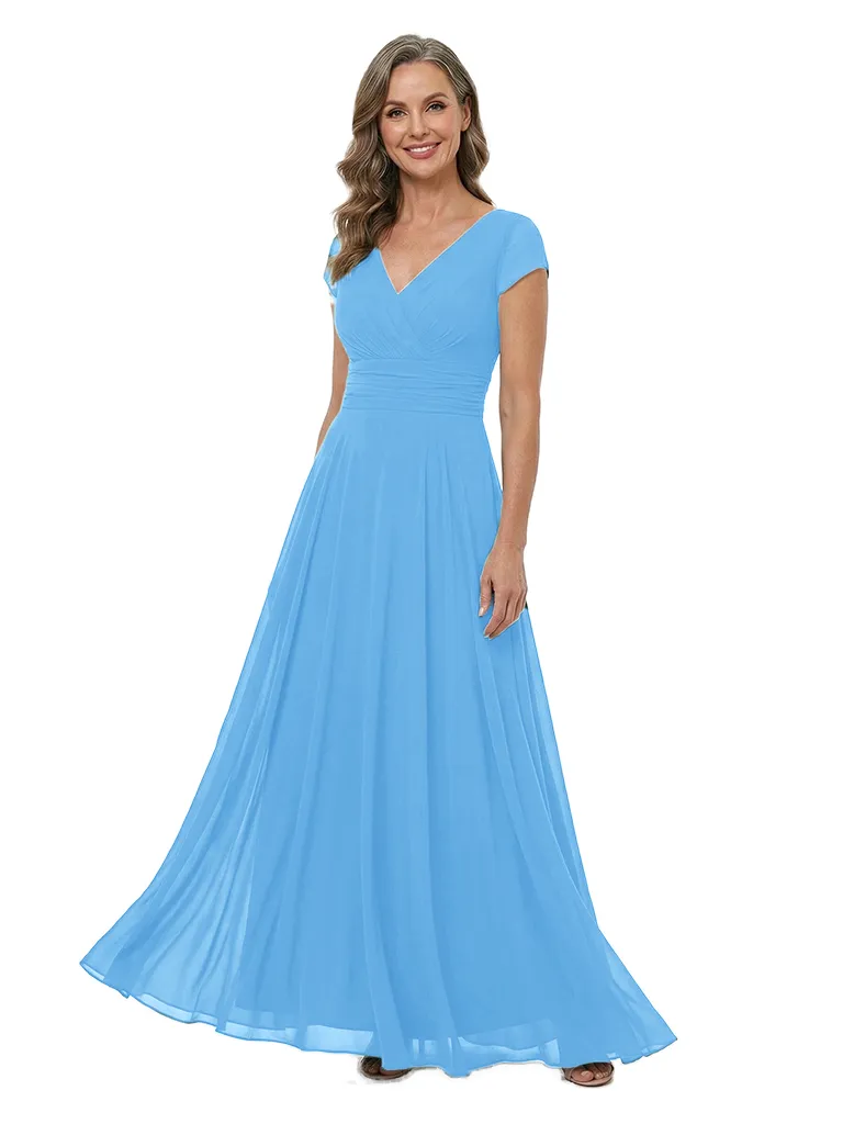 ChicSew V-Neck Short Sleeve Floor Length Chiffon Modern Mother of the Bride Dresses sold by ChicSew product image thumbnail 5