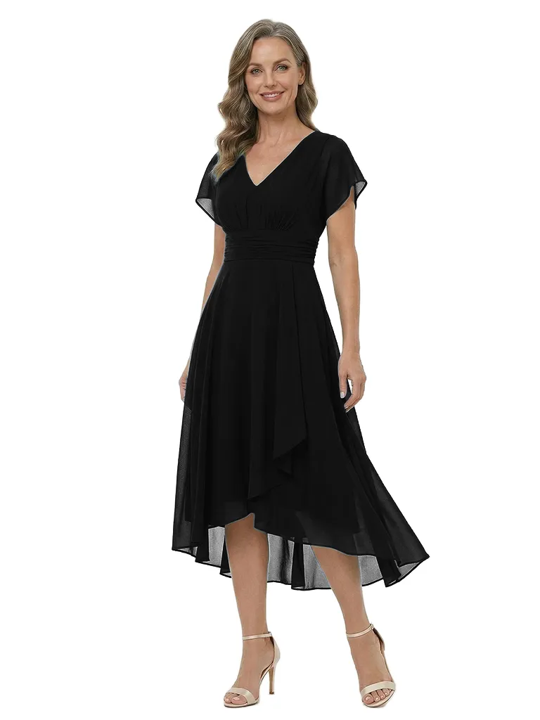 ChicSew V-Neck Short Sleeve High Low Hem Chiffon Formal Mother Of The Bride And Groom Dresses sold by ChicSew product image thumbnail 4