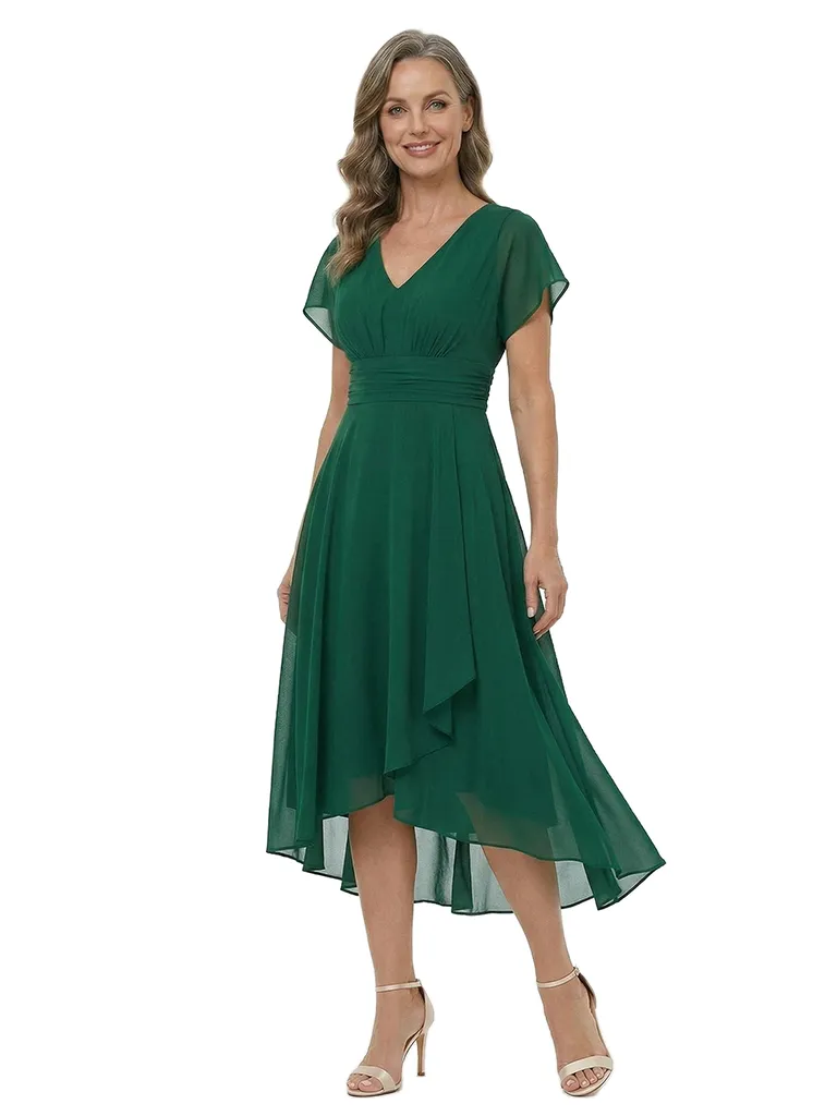 ChicSew V-Neck Short Sleeve High Low Hem Chiffon Formal Mother Of The Bride And Groom Dresses sold by ChicSew
