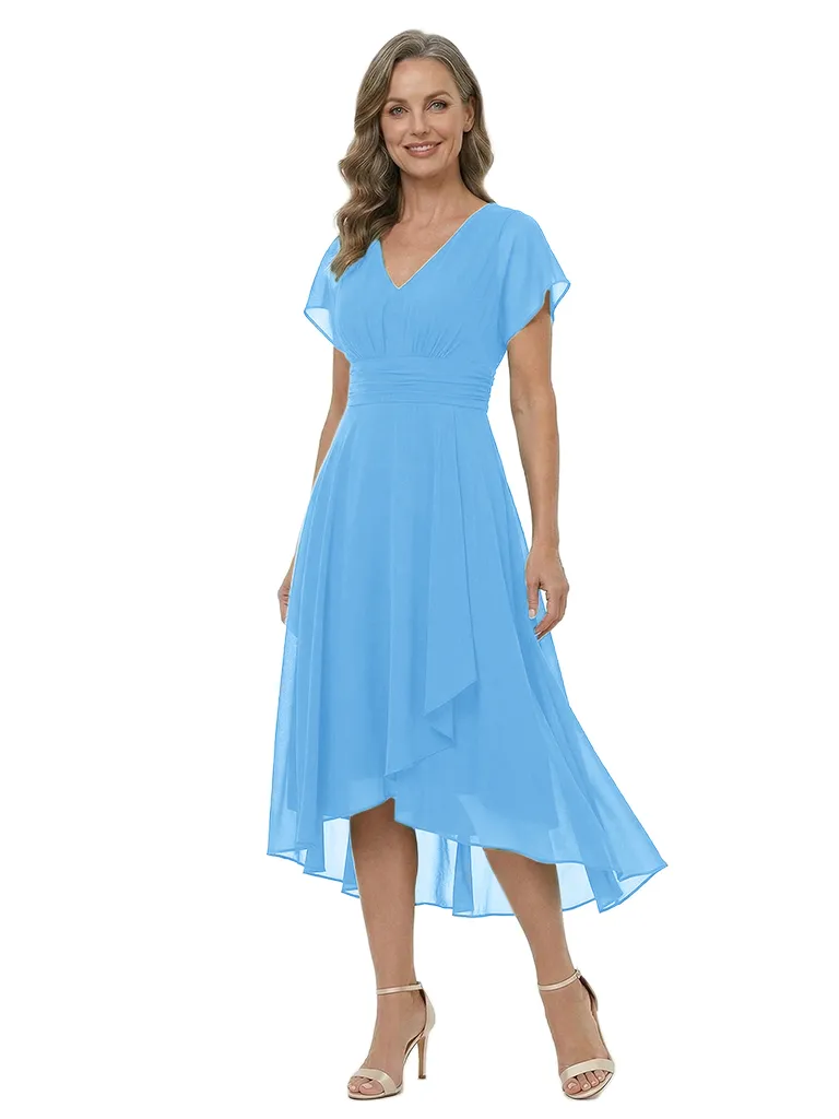 ChicSew V-Neck Short Sleeve High Low Hem Chiffon Formal Mother Of The Bride And Groom Dresses sold by ChicSew product image thumbnail 5