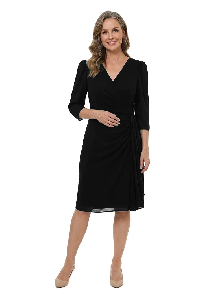 ChicSew V-Neck 3/4 Sleeve Knee Length Chiffon Romantic Mom Of The Groom Dresses sold by ChicSew product image thumbnail 4