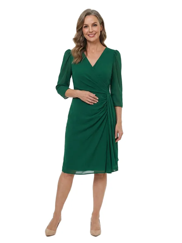 ChicSew V-Neck 3/4 Sleeve Knee Length Chiffon Romantic Mom Of The Groom Dresses made by ChicSew