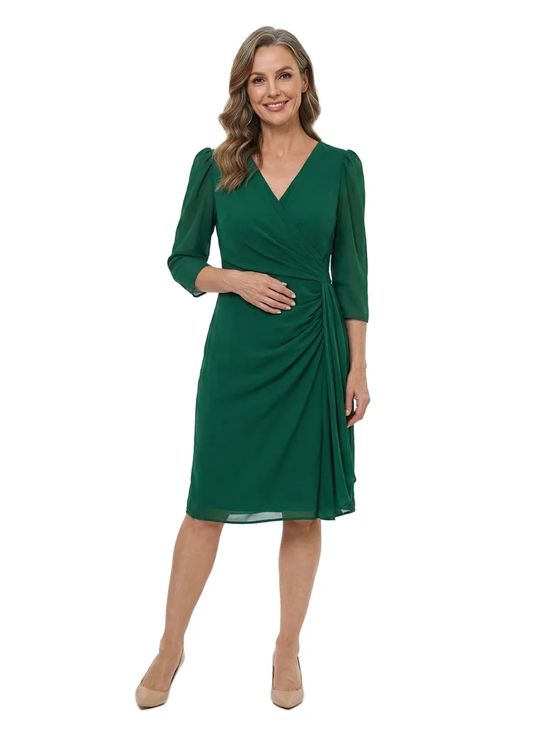 ChicSew V-Neck 3/4 Sleeve Knee Length Chiffon Romantic Mom Of The Groom Dresses sold by ChicSew