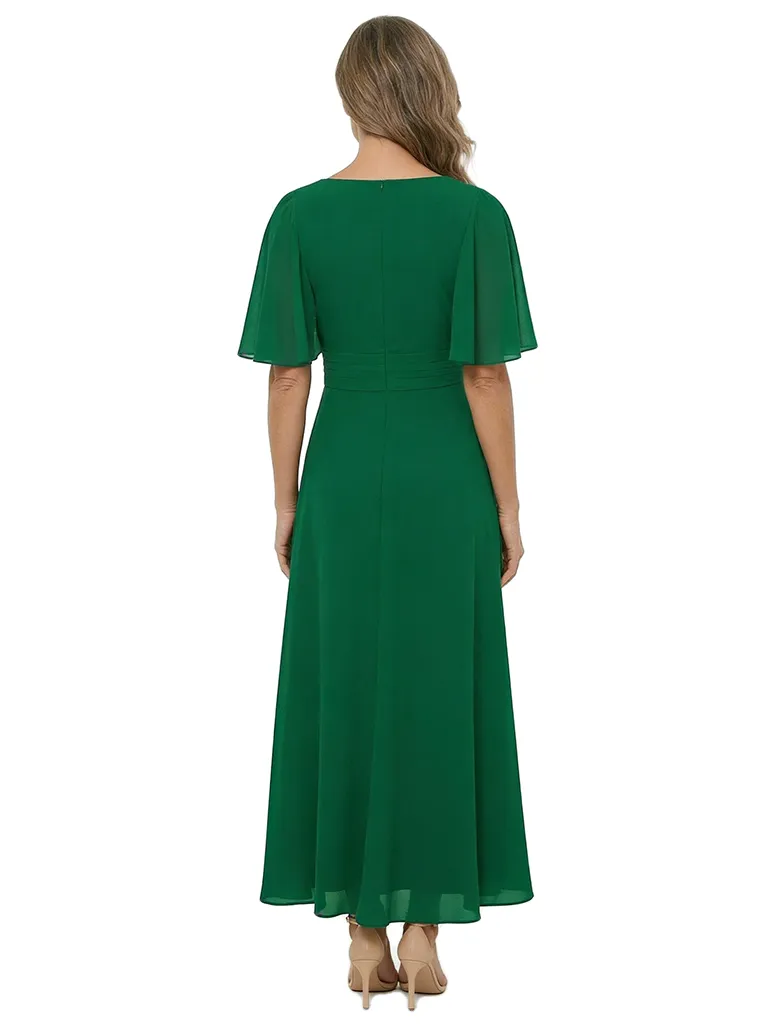 ChicSew V-Neck Flutter Sleeve A-Line Tea Length Chiffon Fancy Mother of the Bride Dresses sold by ChicSew product image thumbnail 3