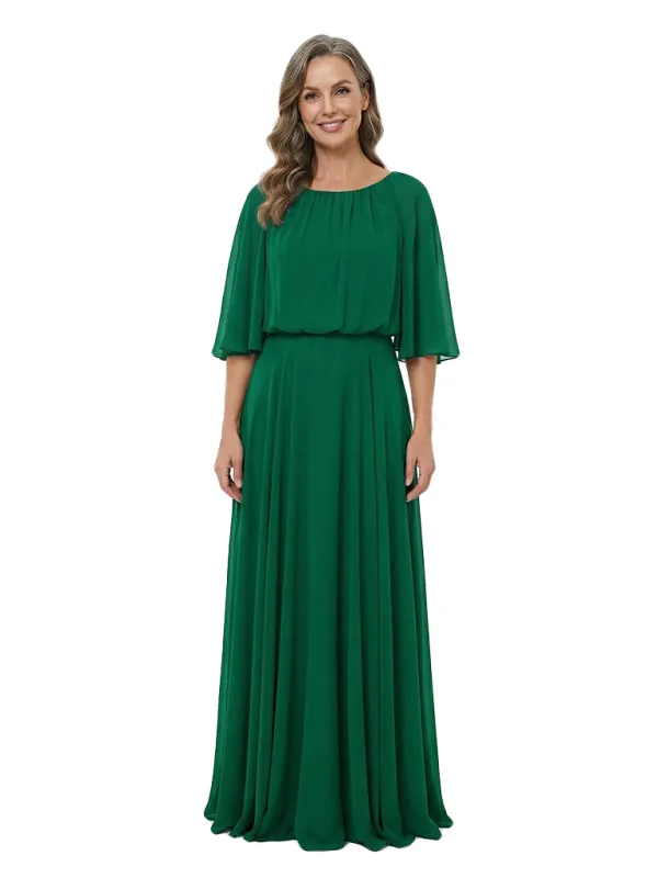 ChicSew Scoop Half Sleeve Floor Length Chiffon Elegant Mother of the Bride Dresses made by ChicSew