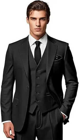 Classic 3 Piece Men's Suit with Regular Fit and Sophisticated Peak Lapel sold by ChicSew product image thumbnail 2