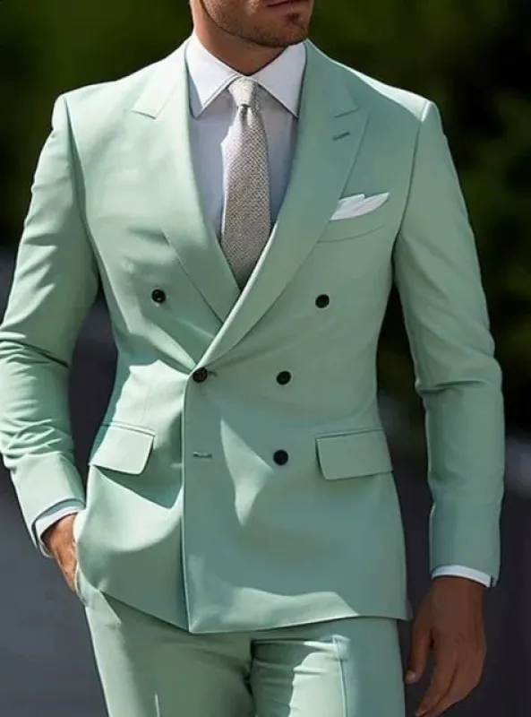 Sage Casual Men's 2 Pieces Mens Suit Regular Fit Notch Lapel Tuxedos (Blazer+Pants) made by ChicSew