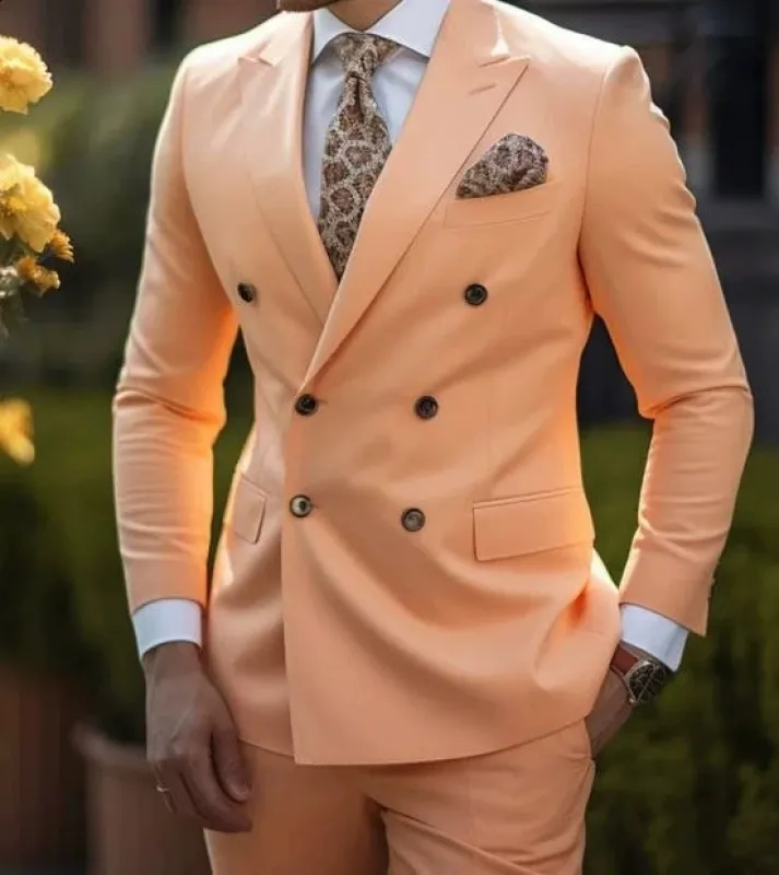 Sunset Casual Men's 2 Pieces Mens Suit Regular Fit Notch Lapel Tuxedos (Blazer+Pants) made by ChicSew