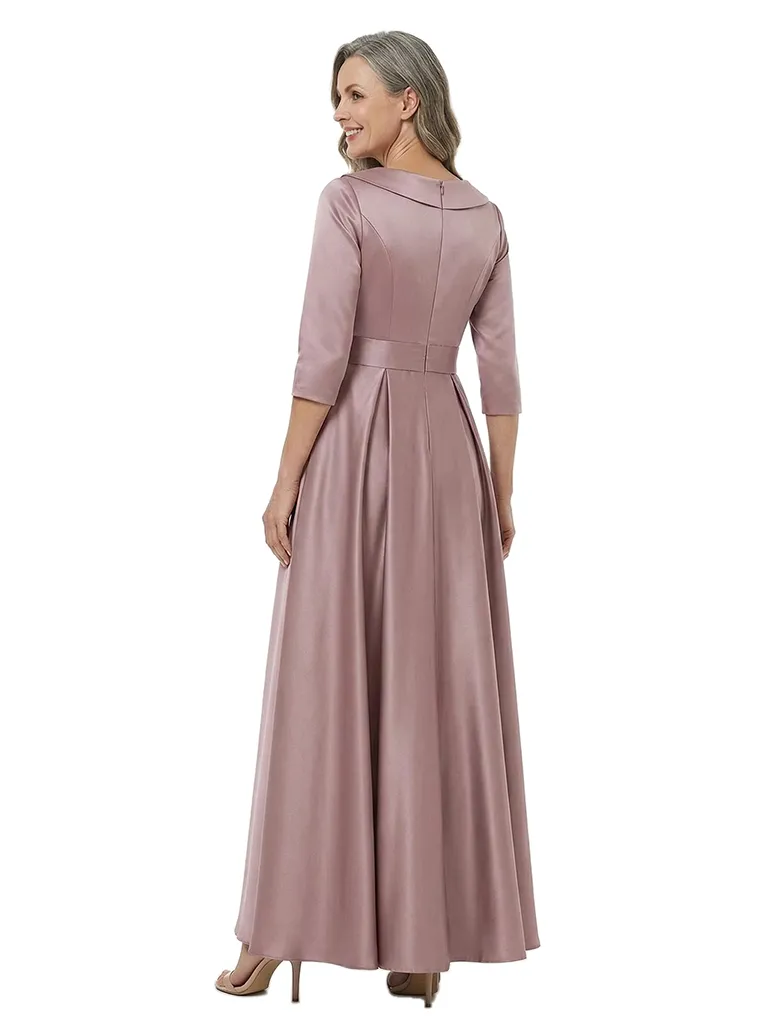 ChicSew V-Neck 3/4 Sleeve Soft Satin A-Line Ankle-Length Mother of the Bride Dresses sold by ChicSew product image thumbnail 3