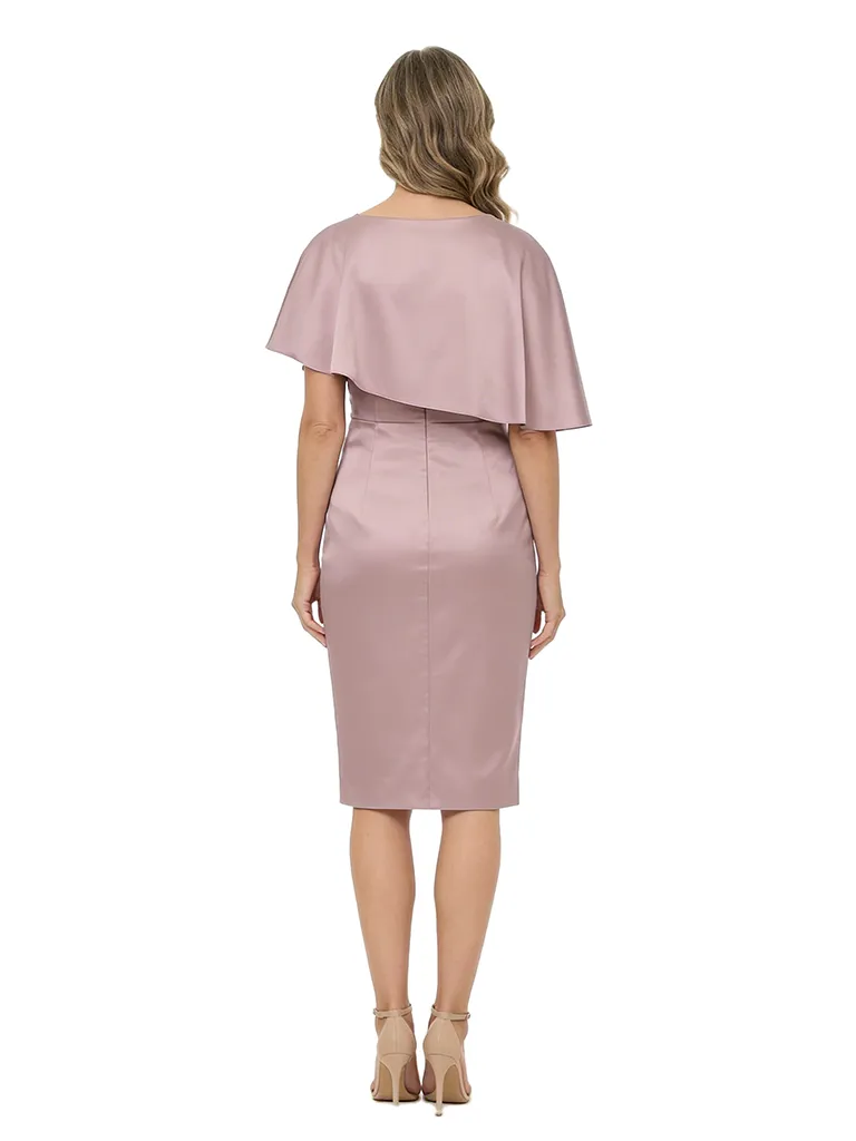ChicSew Fancy Cape Sleeve Asymmetric Silky Satin Sheath Mother Of The Groom Evening Gowns sold by ChicSew product image thumbnail 3