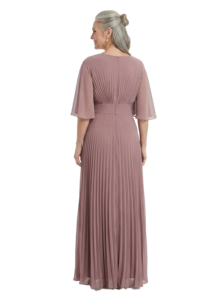 ChicSew Classy V-Neck Pleated Mother Of The Groom Dress With Flutter Sleeves Flowy Empire Waist Chiffon Evening Gown sold by ChicSew product image thumbnail 3