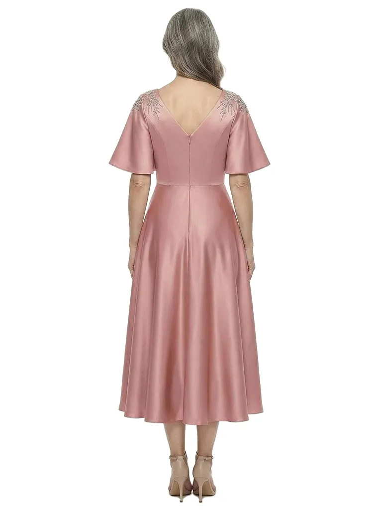ChicSew Fancy V-Neck Lace Appliques Silky Satin A-Line Mother Of The Groom Evening Gowns sold by ChicSew product image thumbnail 3