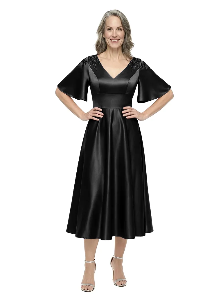 ChicSew Fancy V-Neck Lace Appliques Silky Satin A-Line Mother Of The Groom Evening Gowns sold by ChicSew product image thumbnail 4