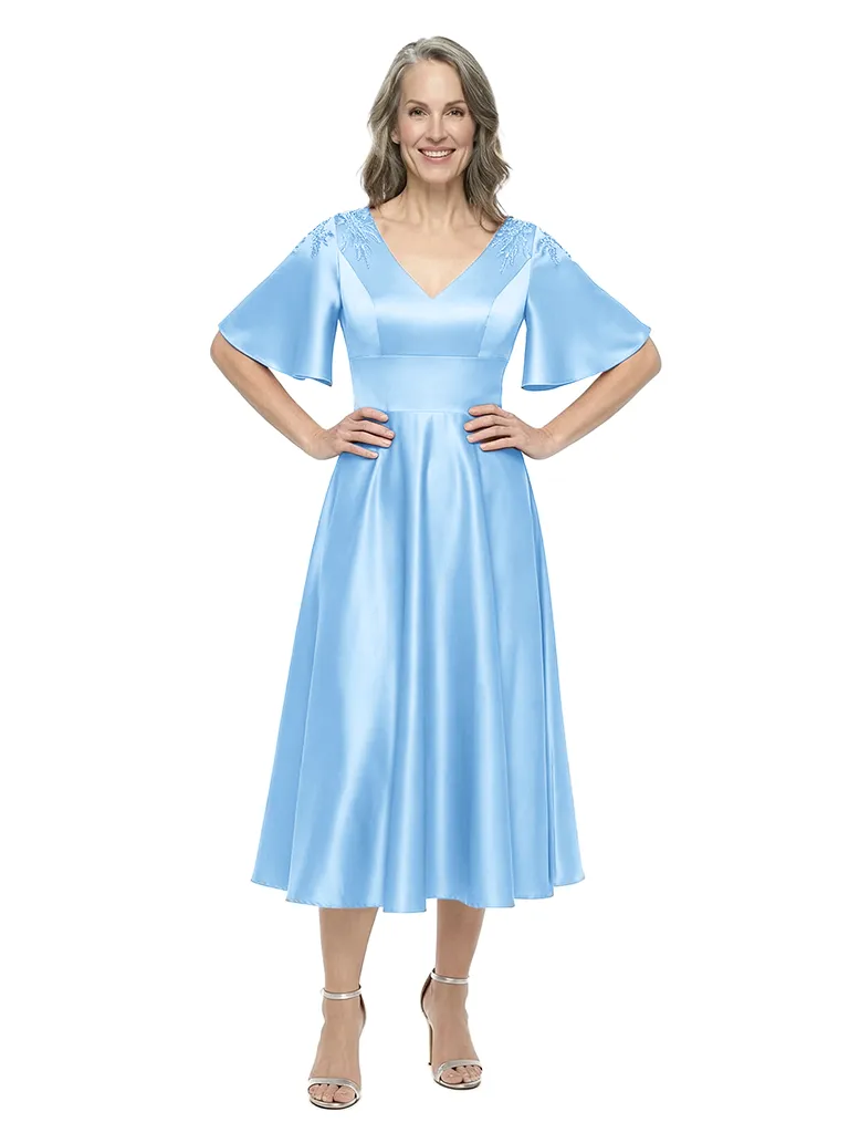 ChicSew Fancy V-Neck Lace Appliques Silky Satin A-Line Mother Of The Groom Evening Gowns sold by ChicSew product image thumbnail 5