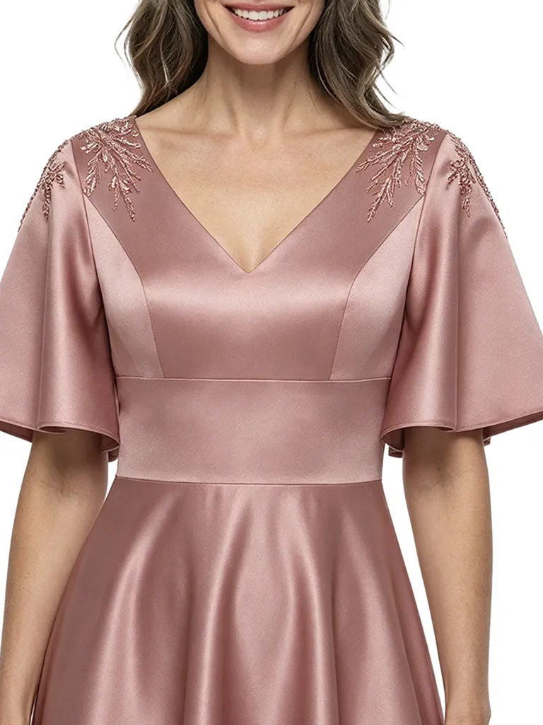 ChicSew Fancy V-Neck Lace Appliques Silky Satin A-Line Mother Of The Groom Evening Gowns sold by ChicSew product image thumbnail 2