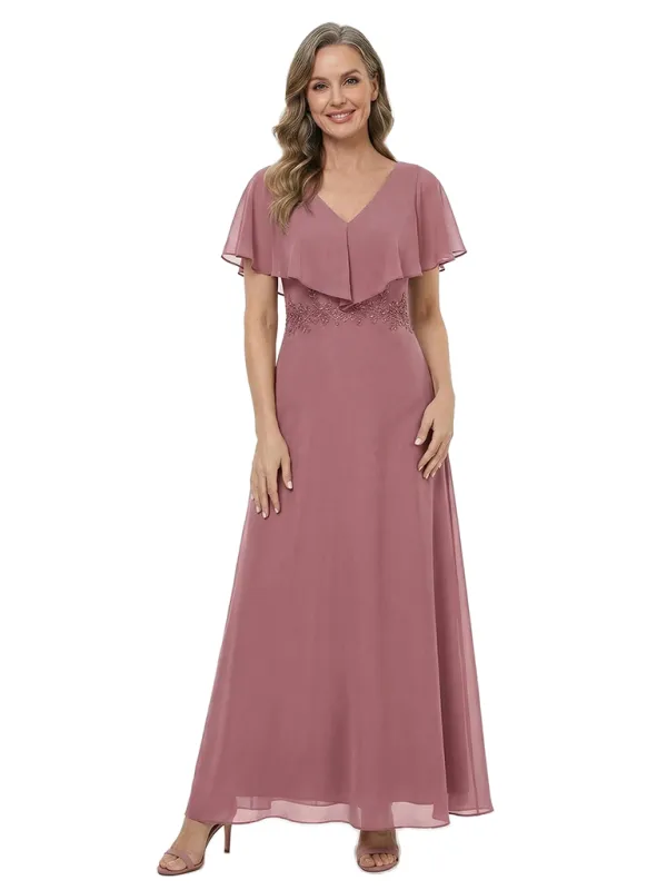 ChicSew Pretty Short Sleeves V-Neck Chiffon Ankle-length Mother Of The Bride Dresses made by ChicSew