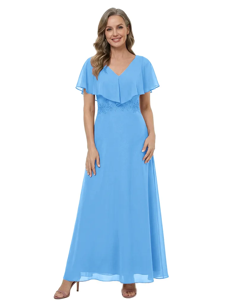 ChicSew Pretty Short Sleeves V-Neck Chiffon Ankle-length Mother Of The Bride Dresses sold by ChicSew product image thumbnail 5