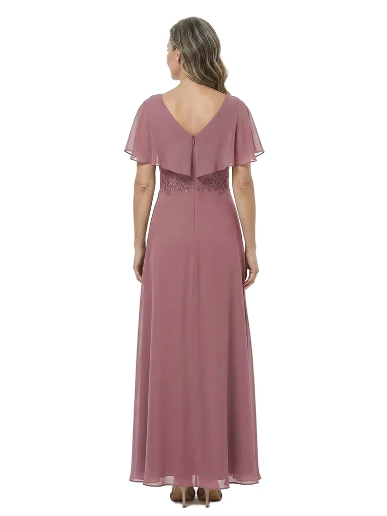 ChicSew Pretty Short Sleeves V-Neck Chiffon Ankle-length Mother Of The Bride Dresses sold by ChicSew product image thumbnail 3