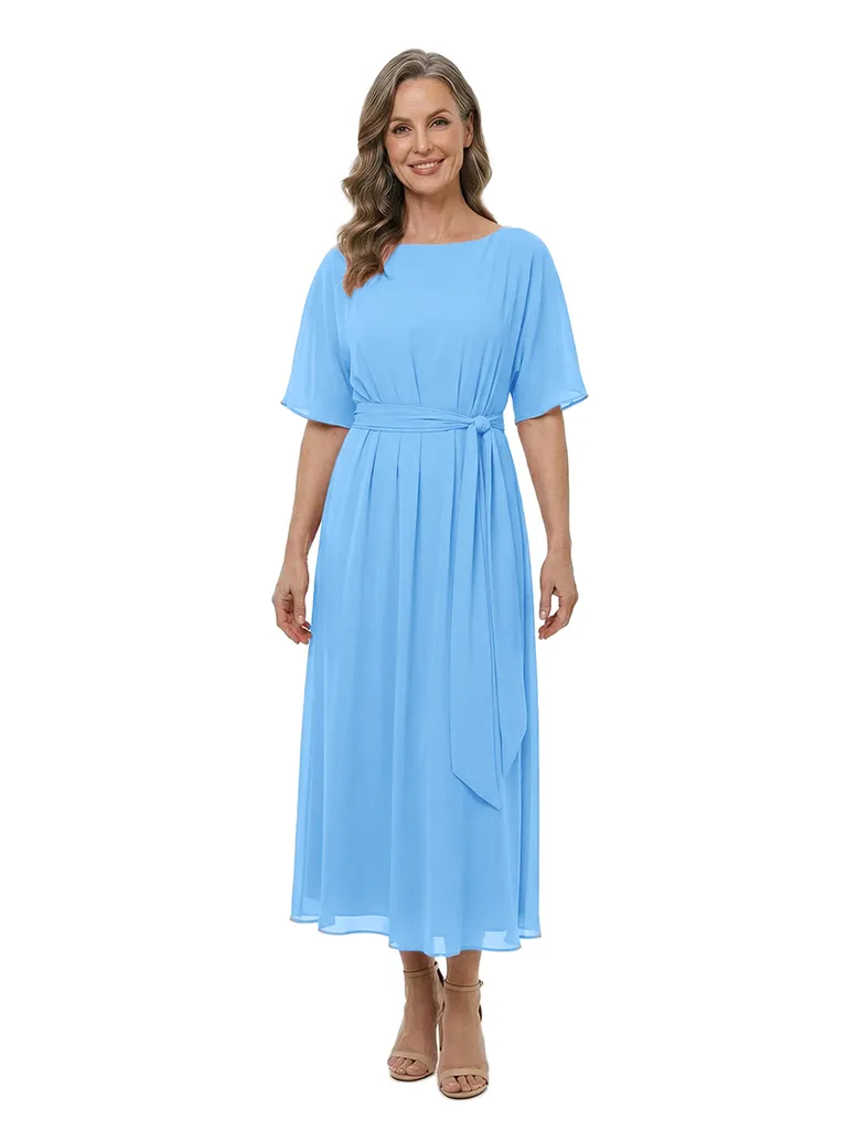 ChicSew Elegant Bateau Tea-Length A-Line Chiffon Mother Of The Bride Dresses sold by ChicSew product image thumbnail 5
