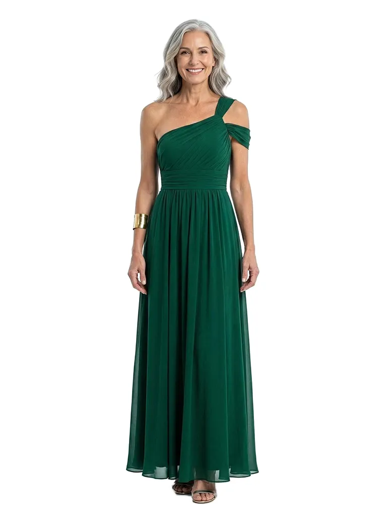 ChicSew One Shoulder Floor Length Chiffon A-Line Formal Evening Party Dresses For Mother Of The Bride sold by ChicSew