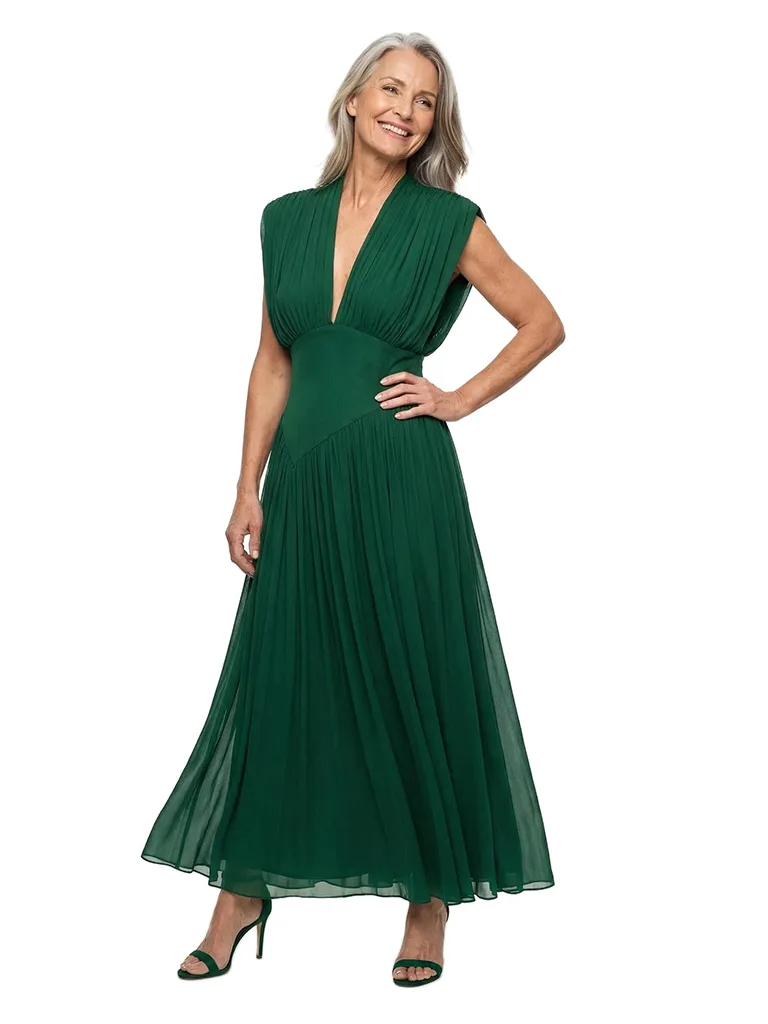 ChicSew V-Neck Flowy Chiffon Ankle Length Formal Evening Gowns sold by ChicSew