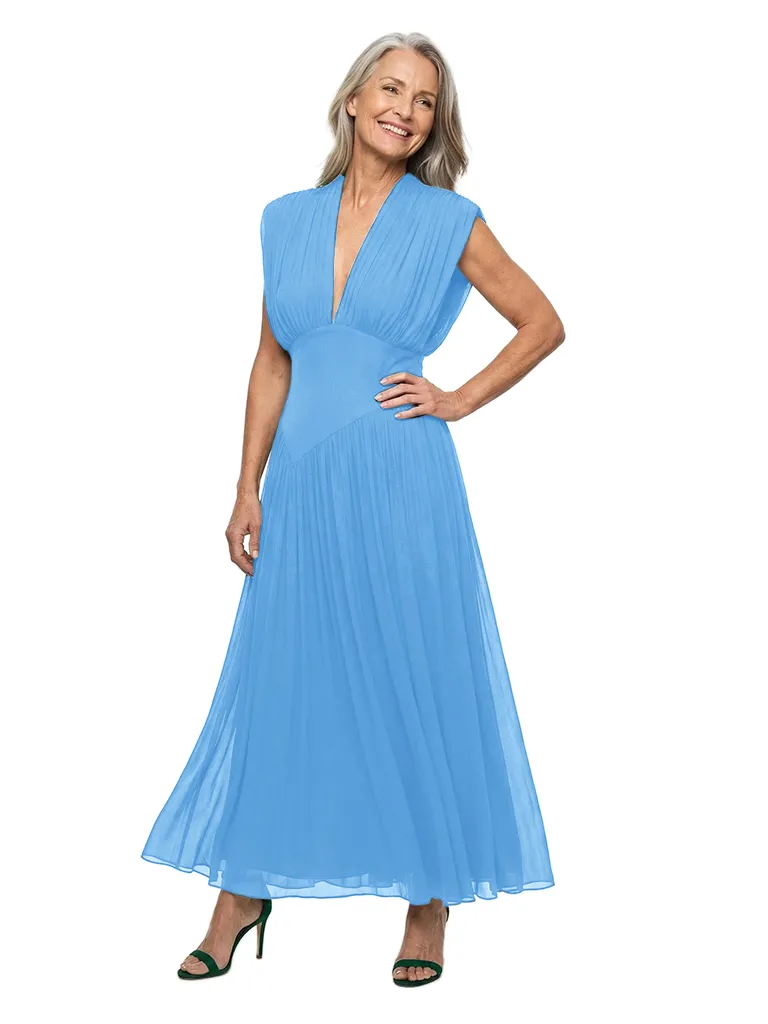 ChicSew V-Neck Flowy Chiffon Ankle Length Formal Evening Gowns sold by ChicSew product image thumbnail 5