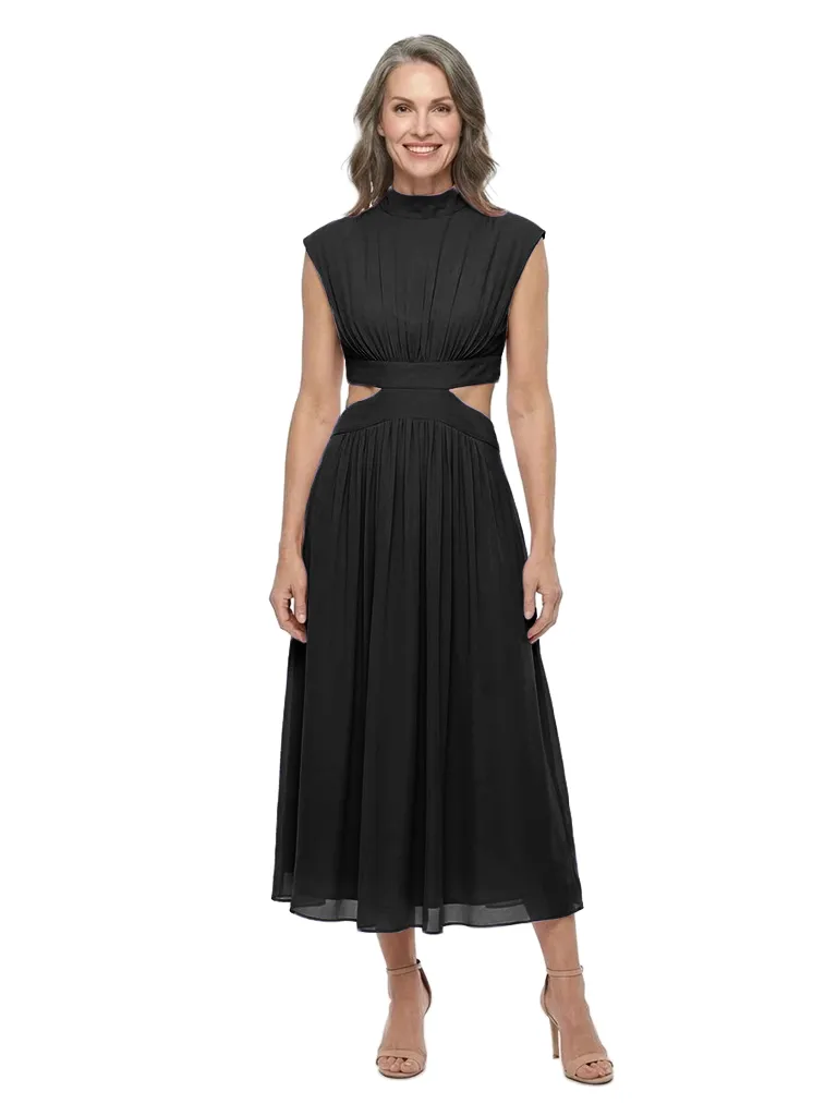 ChicSew Fancy High-Neck Sleeveless Tea-Length Chiffon Mother Of The Groom Dress With Cutout sold by ChicSew product image thumbnail 4