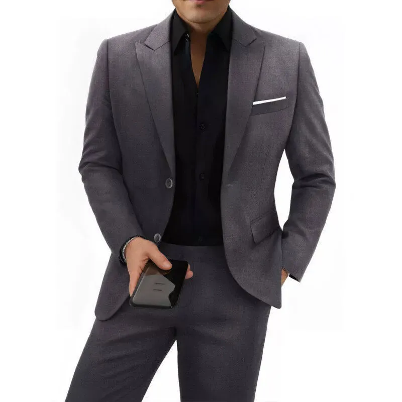 Elegant men's plus-size collar suit 2 piece Single Row Suit sold by ChicSew product image thumbnail 4