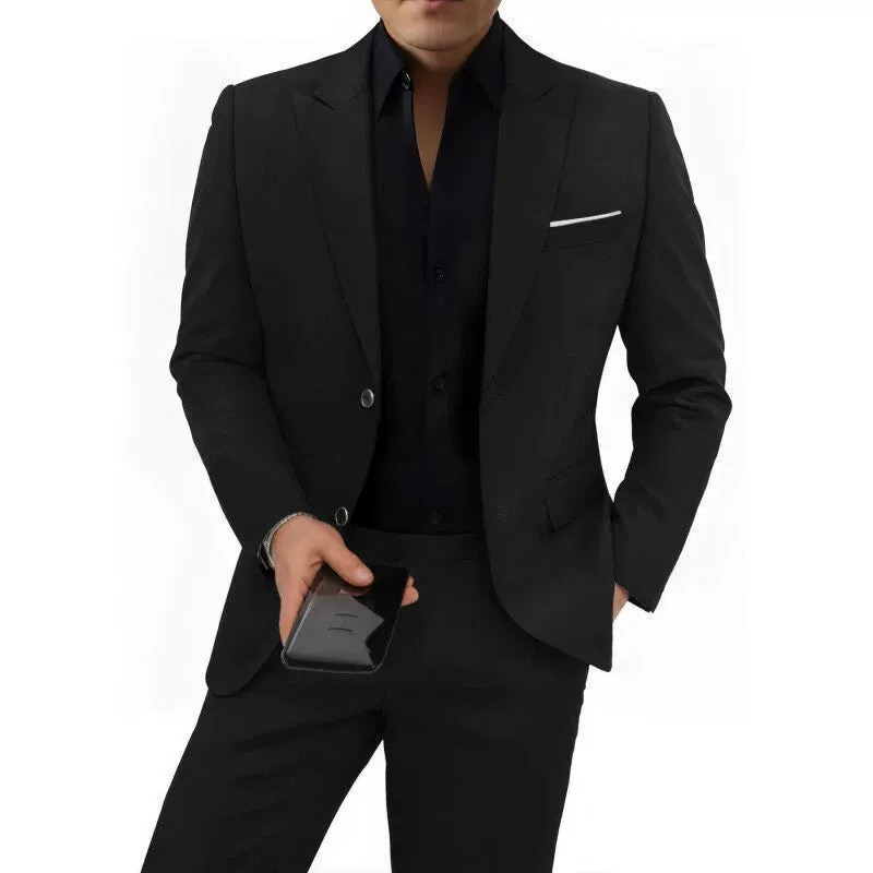 Elegant men's plus-size collar suit 2 piece Single Row Suit made by ChicSew