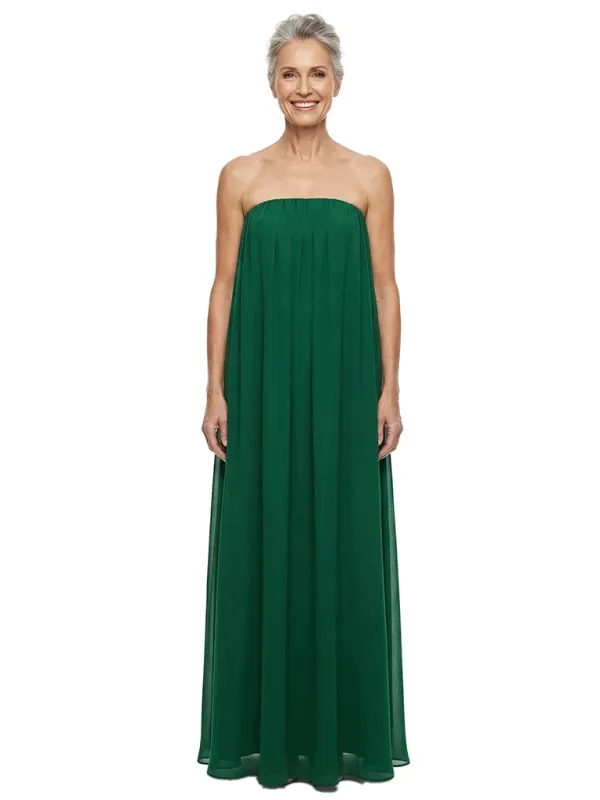 ChicSew Strapless Floor Length Flowy Chiffon Formal Evening Gowns For Mother Of The Bride made by ChicSew