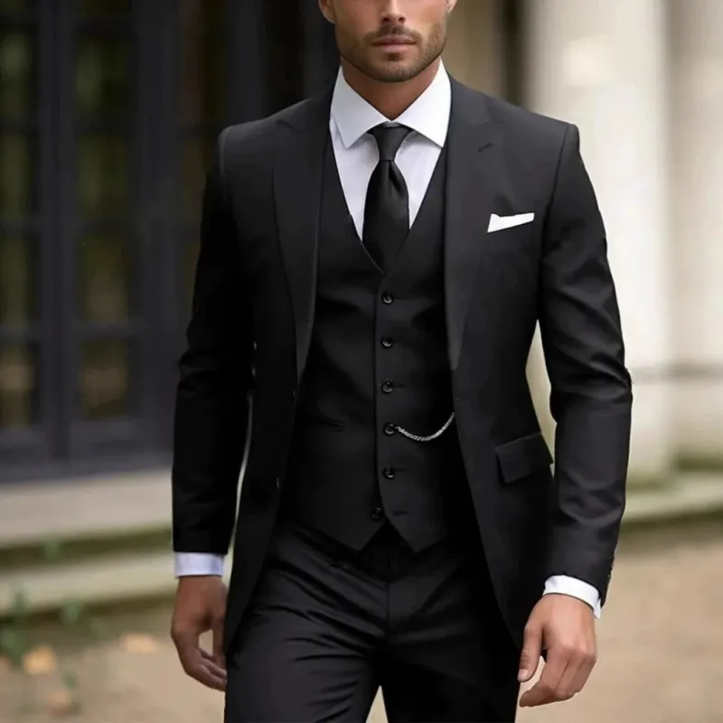 Elegant Classic 3 Piece Men's Suit with Regular Fit and Sophisticated Peak Lapel made by ChicSew