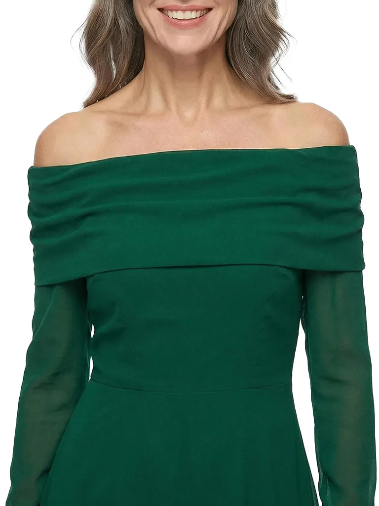 ChicSew Off The Shoulder Long Sleeve Asymmetrical High Low Hem Chiffon Formal Evening Party Dresses sold by ChicSew product image thumbnail 2