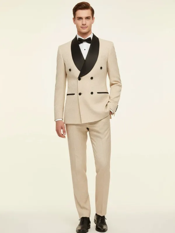 Elegant men's plus-size collar suit 2 piece Double Row Suit made by ChicSew