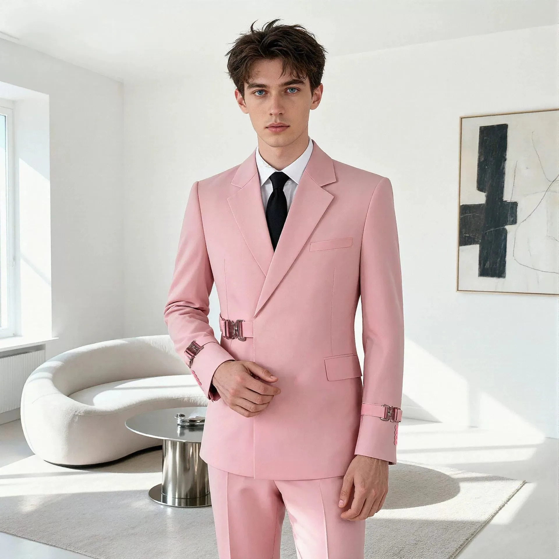 Elegant men's plus-size collar suit 2 piece Single Row Suit sold by ChicSew product image thumbnail 2
