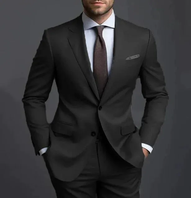 Elegant men's plus-size collar suit 2 piece Single Row Suit sold by ChicSew