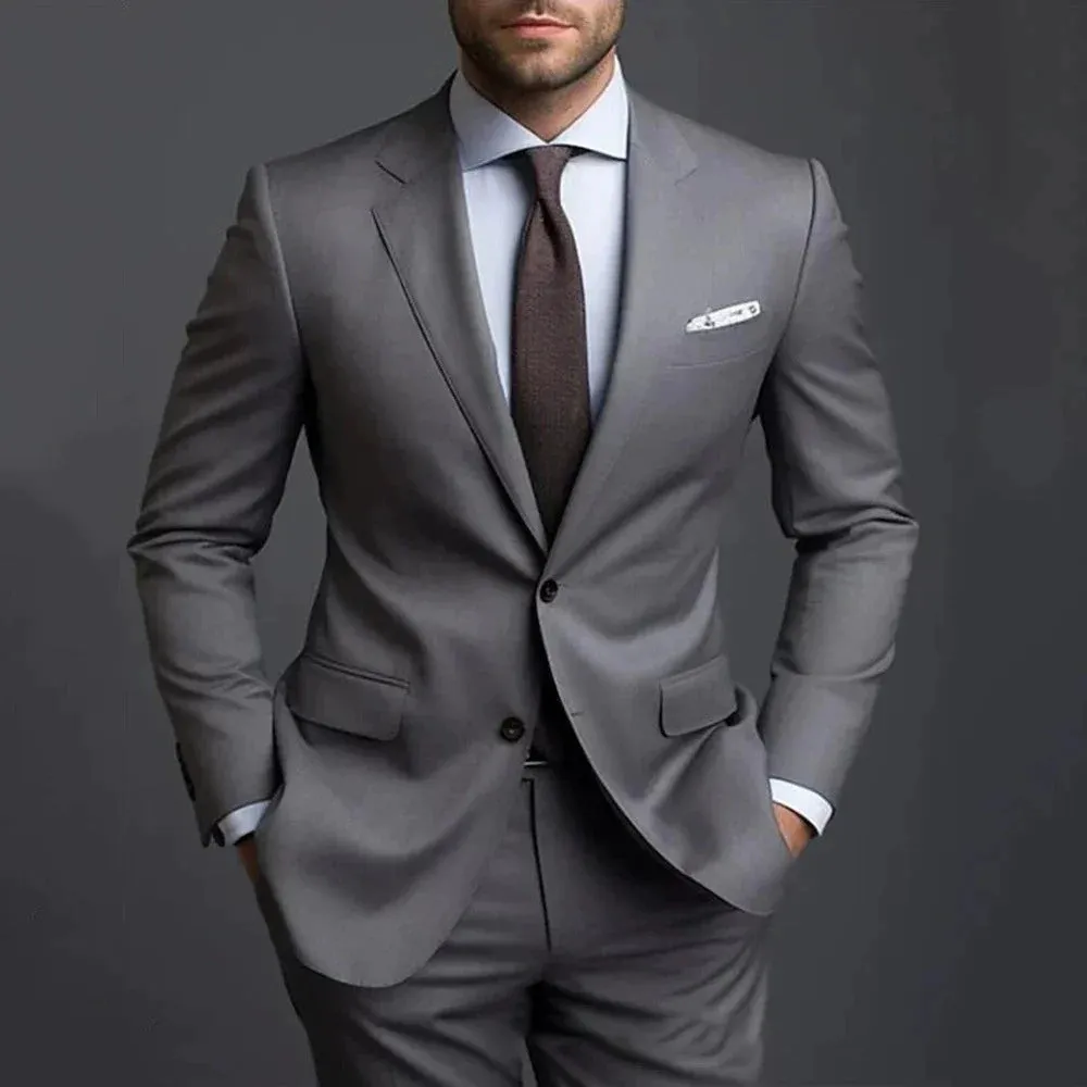 Elegant men's plus-size collar suit 2 piece Single Row Suit sold by ChicSew product image thumbnail 2
