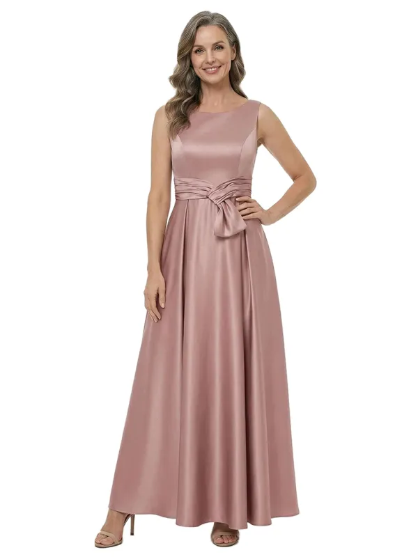 ChicSew Fancy Sleeveless Satin A-Line Ruched Mother Of The Groom Evening Gowns made by ChicSew