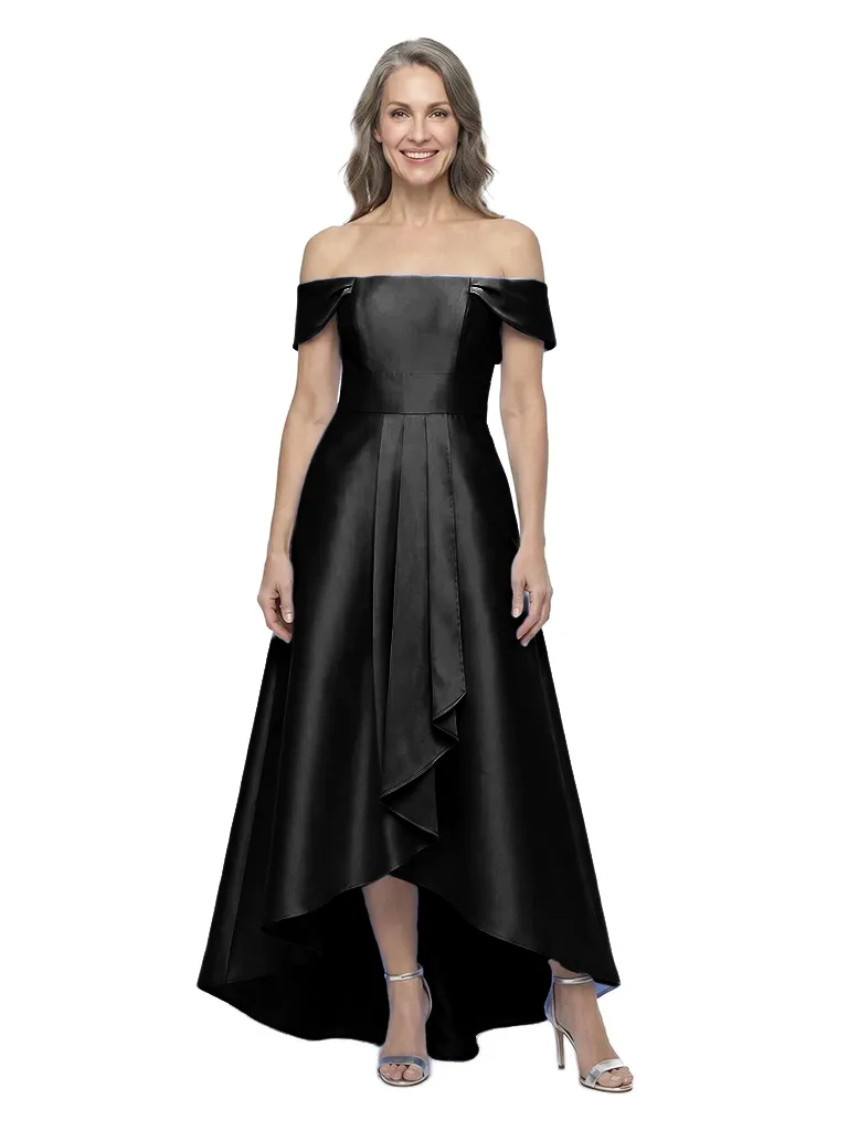 ChicSew Off Shoulder Sleeveless A-Line Soft Satin High Low Mother of the Bride Dresses sold by ChicSew product image thumbnail 4