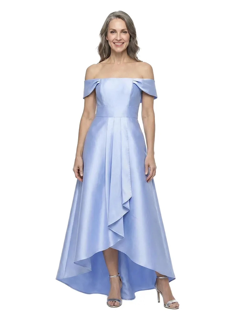 ChicSew Off Shoulder Sleeveless A-Line Soft Satin High Low Mother of the Bride Dresses sold by ChicSew