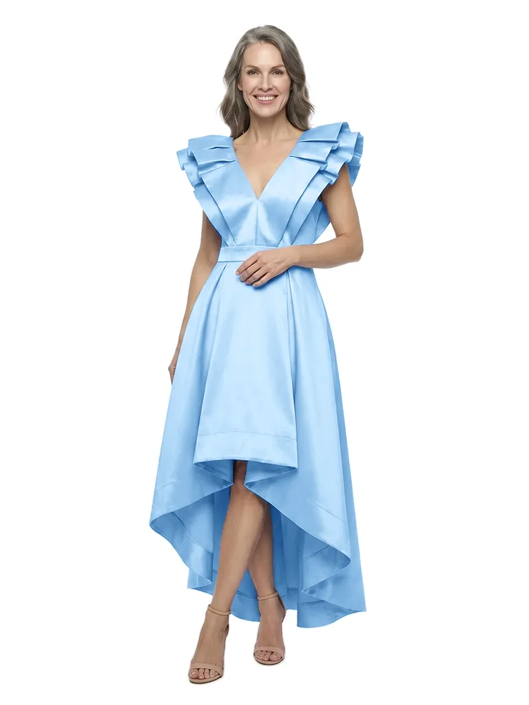 ChicSew Classy V-Neck Soft Satin A-Line Mother Of The Groom Dresses High-Low Maxi Sleeveless Gown sold by ChicSew product image thumbnail 5
